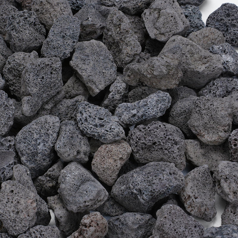 Rahato lava rocks close-up, 1/2-2 inch stones for even heat distribution