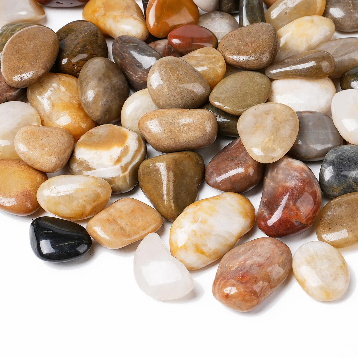Rahato river rocks 1 to 1.5 inch indoor decor with polished finish and drainage for planters.