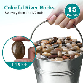 Rahato river rocks for vases; enhances indoor decor with color, texture, and moisture balance.
