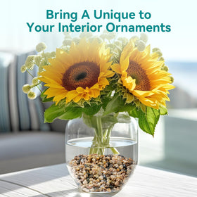 Vase arrangements and plant pots gain texture and color with Rahato gravel.
