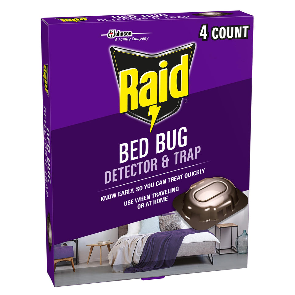 Raid bed bug detector and trap 4-count pack for early indoor detection.