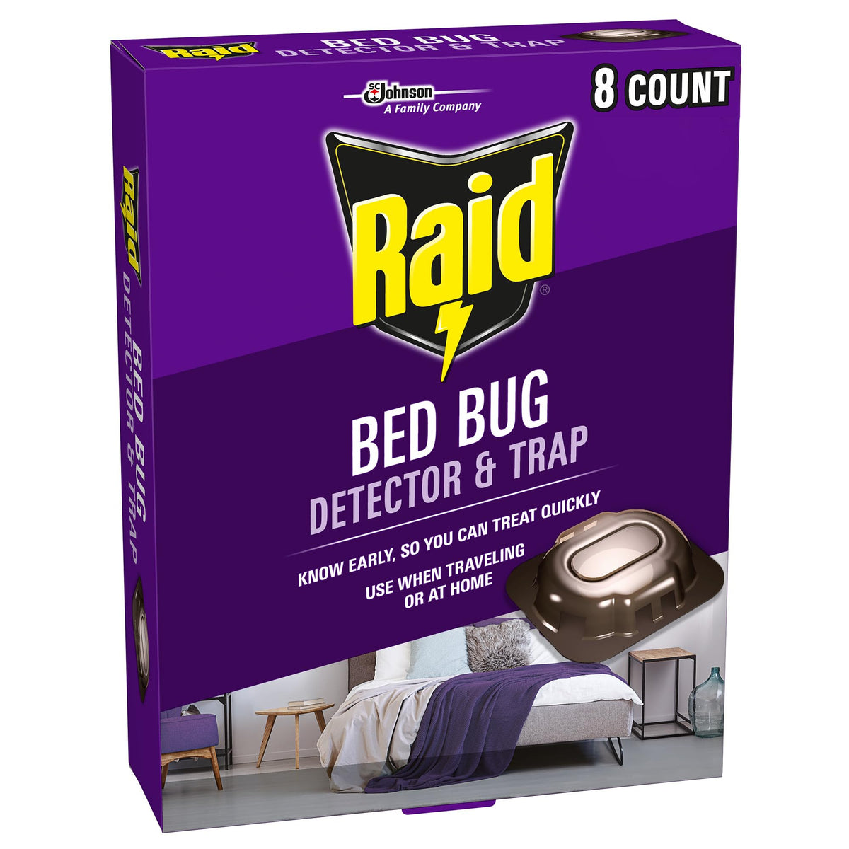 Raid bed bug detector with see-through window for early detection at home or travel