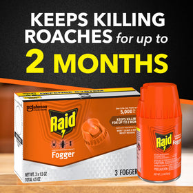 Raid Deep Reach Fogger label closeup highlighting usage details and benefits