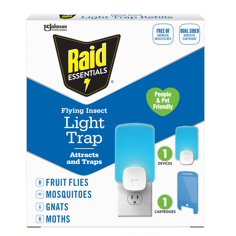 Raid Essentials light trap front view shows compact device ready for any room.