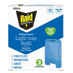 Raid Essentials light-trap refill cartridge for easy replacement and sustained pest attraction.