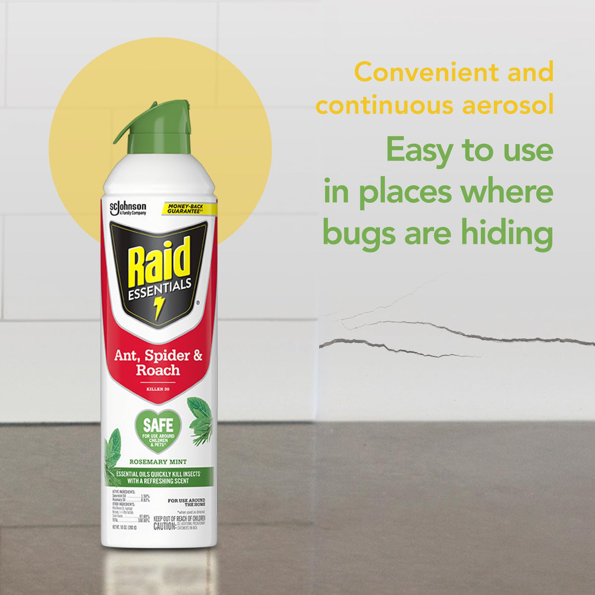 Raid Essentials rosemary mint scent label indicating fresh aroma