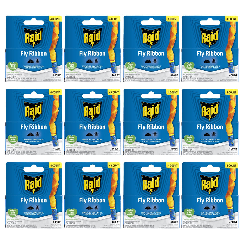 Raid FR3-RAID fly catcher ribbon four-count strips attract flies on contact