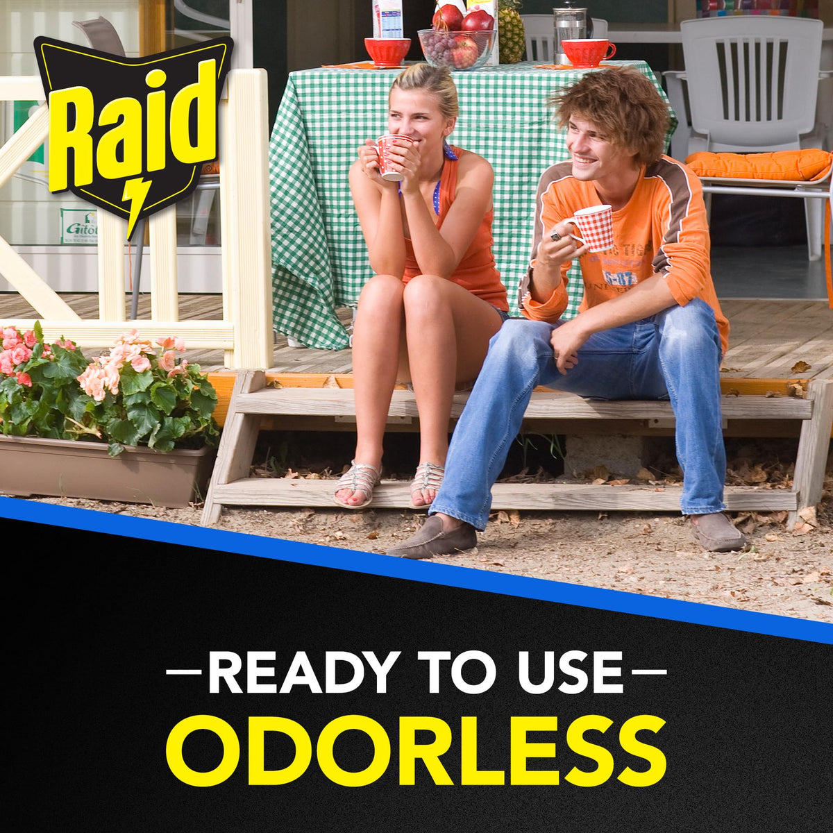 Closeup of adhesive on Raid FR3-RAID ribbon trapping flies