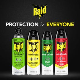 Raid House and Garden Bug Killer mist reaches into garden cracks.