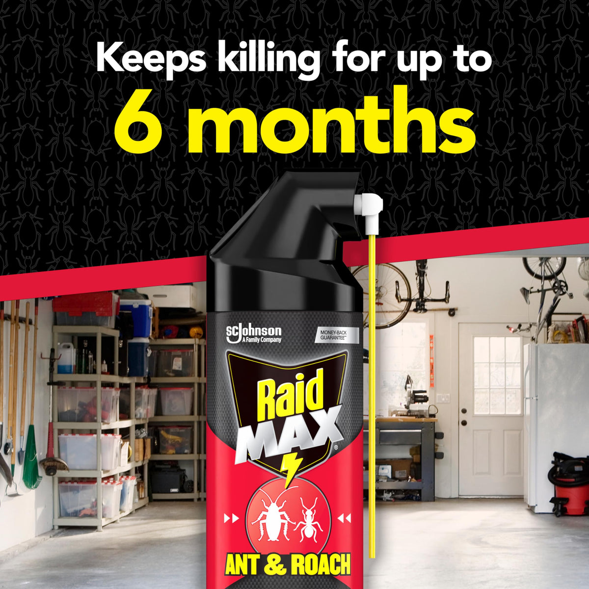 Raid Max-applicator-wand enables reach into tight corners for thorough pest treatment