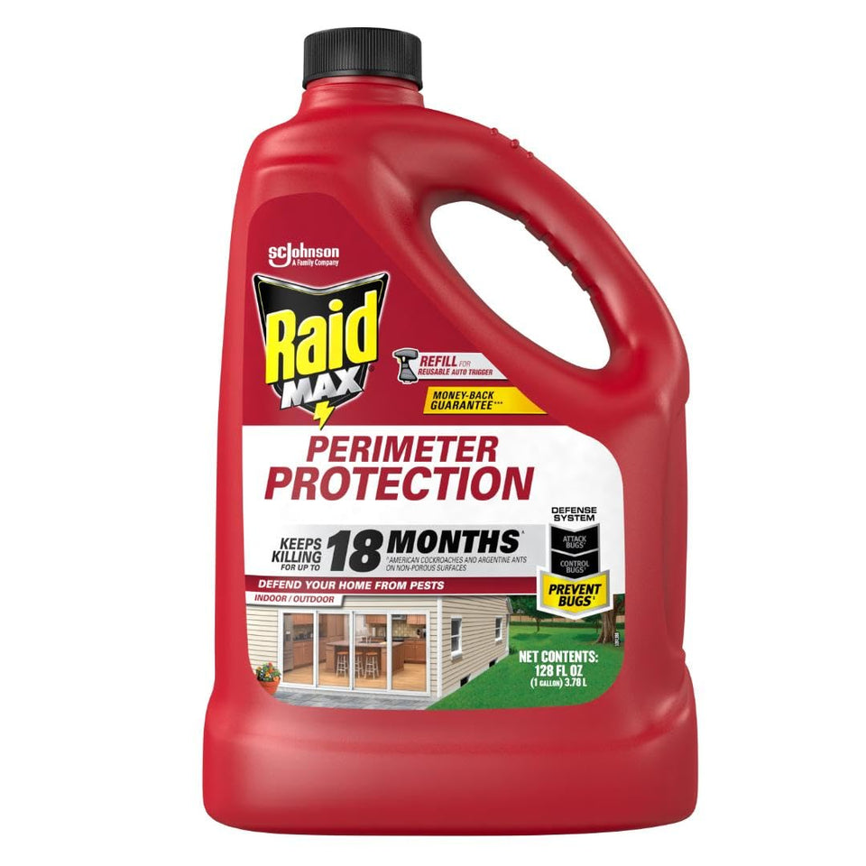 Raid MAX Perimeter Protection refill bottle for long-lasting indoor and outdoor protection.