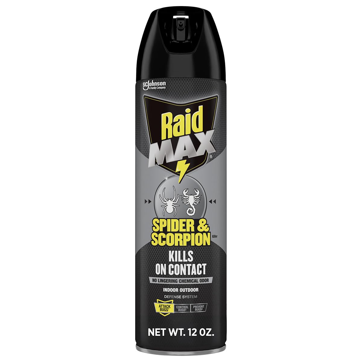 Raid Max Spider Killer bottle pour demonstrates direct contact-kill action against pests.