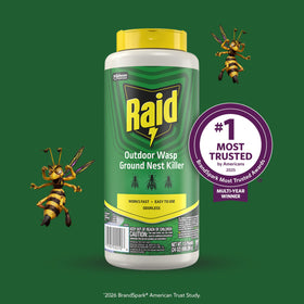 Raid Outdoor Wasp Nest Killer comes in a shaker can for easy application.