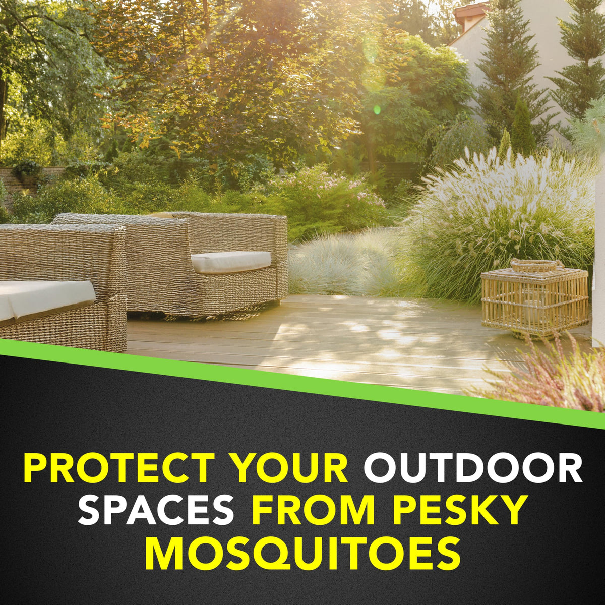 Backyard scene treated with Raid Yard Guard for pest-free outdoor use.
