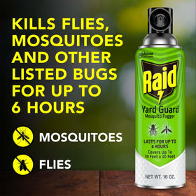 Raid Outdoor Yard Guard 16 oz bottle ready for outdoor pest control.