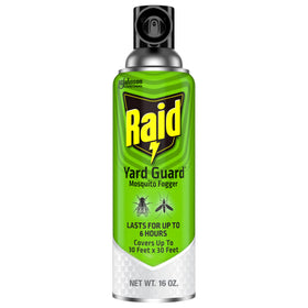 Raid Outdoor Yard Guard Mosquito Fogger packaging for easy storage and setup.