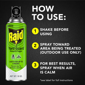 Outdoor-use-only warning label on Raid Yard Guard fogger.