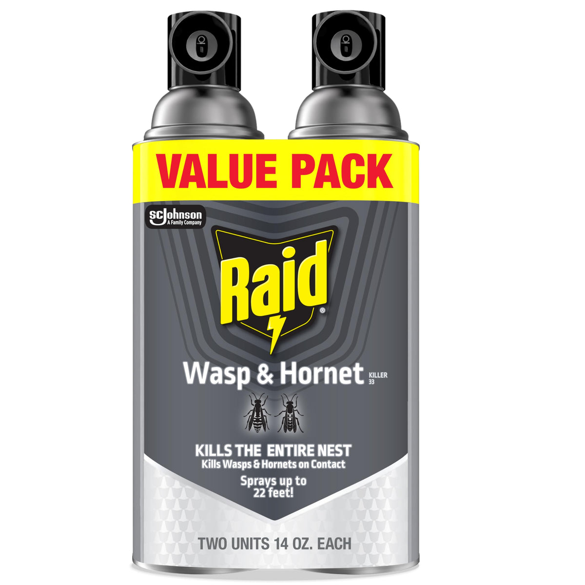 Raid Wasp & Hornet Killer Spray kills nests on contact with precision.