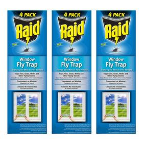 Raid Window Fly Trap three-pack box for versatile multi-room use.