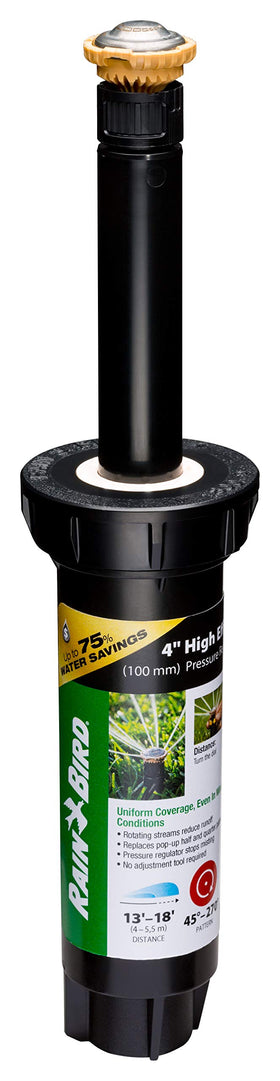 Rain Bird 12SAPROPR rotary sprinkler with PRS regulator offering wind-resistant coverage.