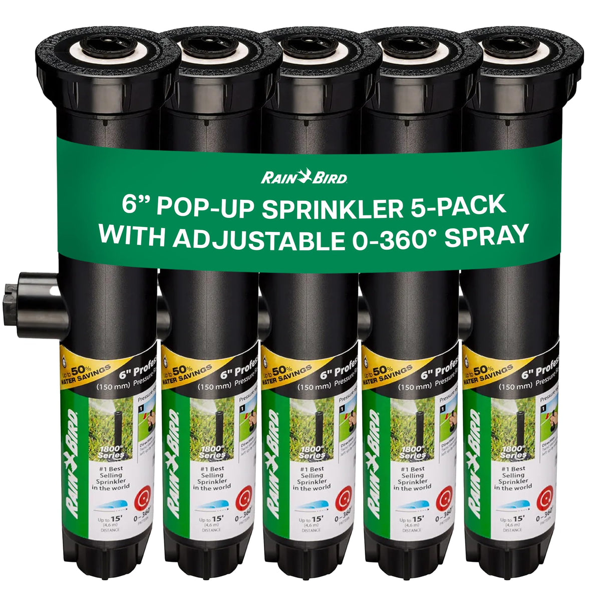Rain Bird 1806VAN 5-pack sprinkler heads for efficient professional lawn irrigation.