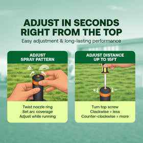 Rain Bird 1806VAN spray distance up to 15 ft for even lawn watering.