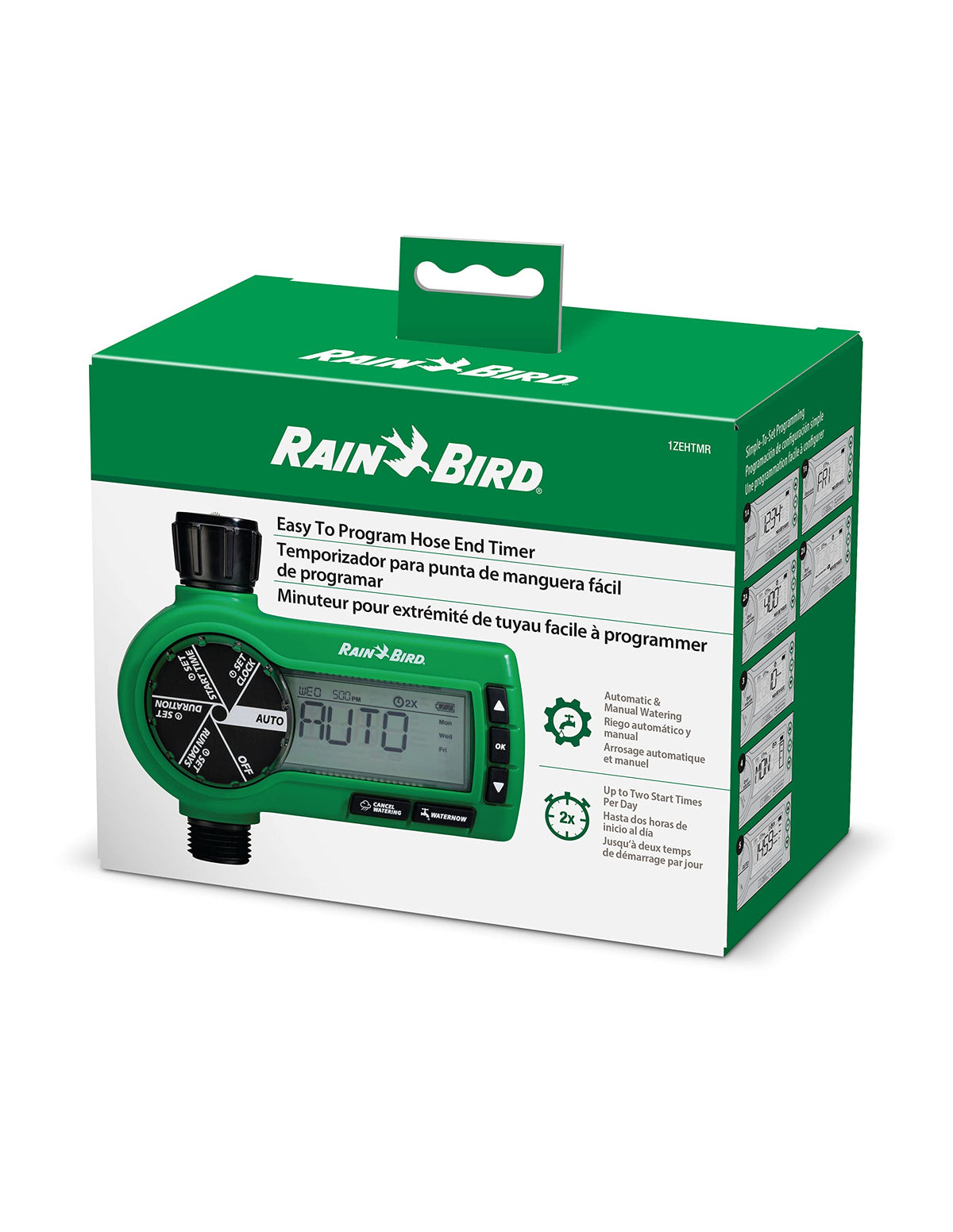Rain Bird 1ZEHTMR seven-day scheduling setup for flexible garden watering.