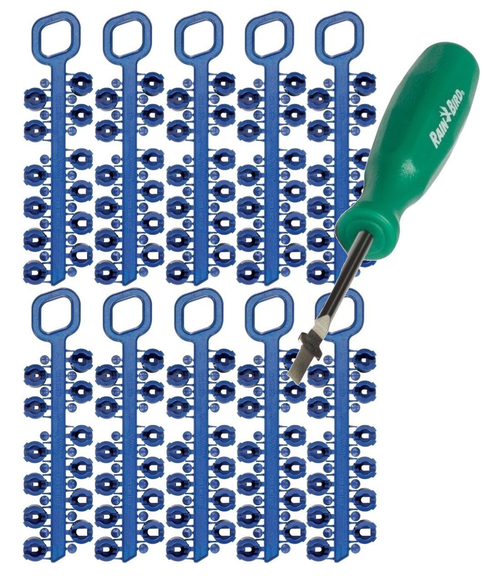 Rain Bird 5000 nozzle tree close-up with 10° and 25° patterns for even turf coverage.