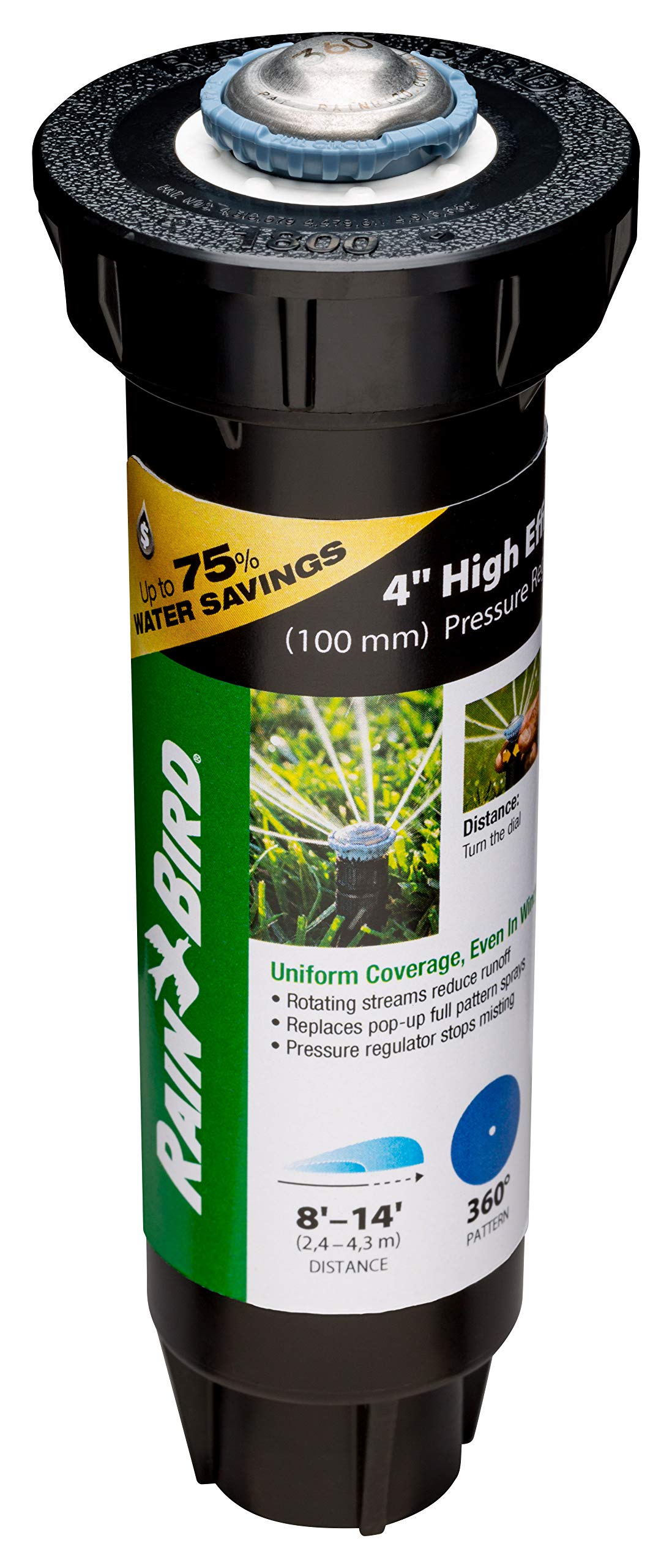 Rain Bird 8SAFPROPR PRS nozzle adjusts from 8 to 14 feet for scalable watering.
