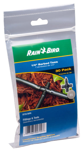 Compact Rain Bird tee fits above or below ground for easy setup.