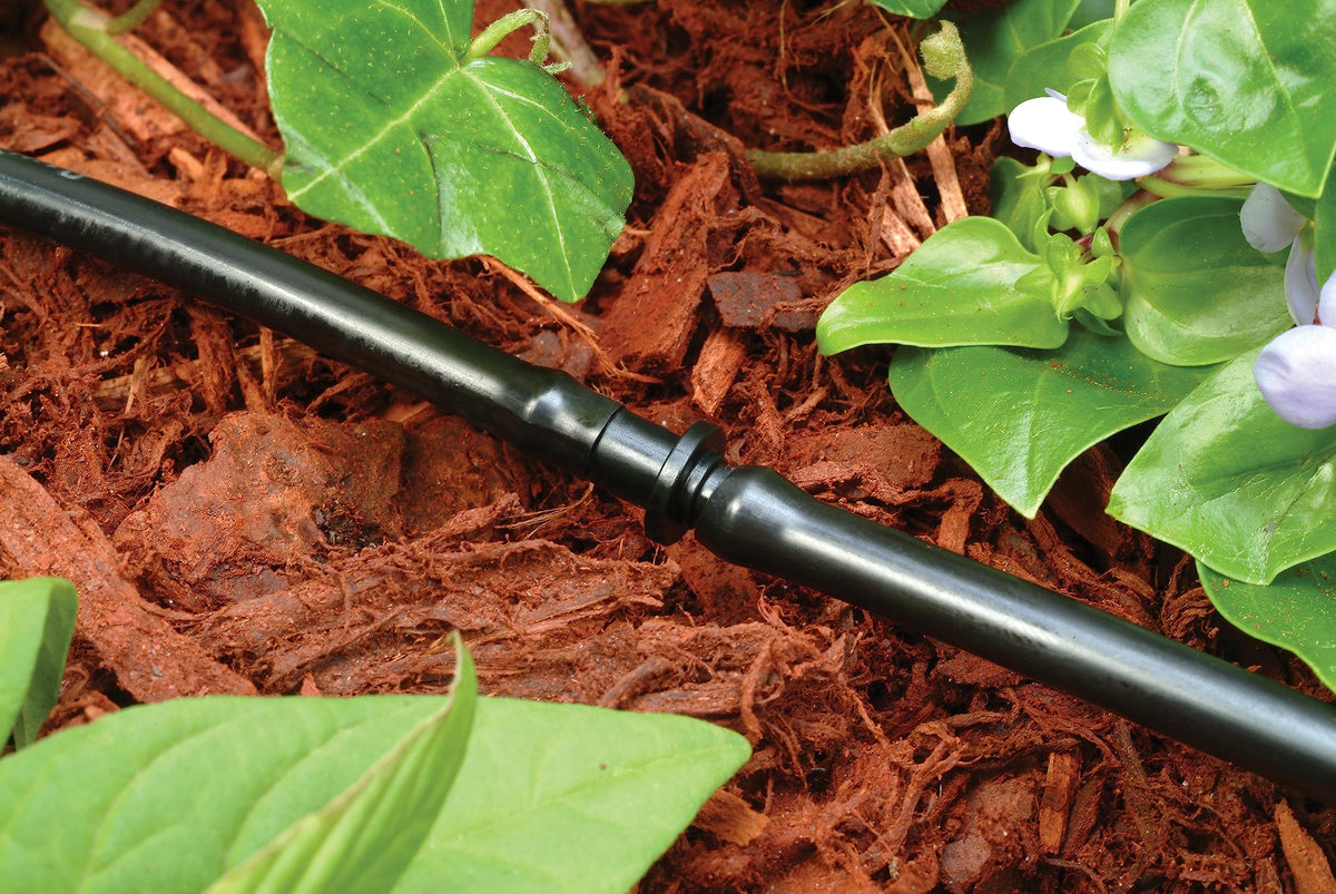 Rain Bird BC25-30PS self-piercing barb end inserts into larger tubing for quick extensions.