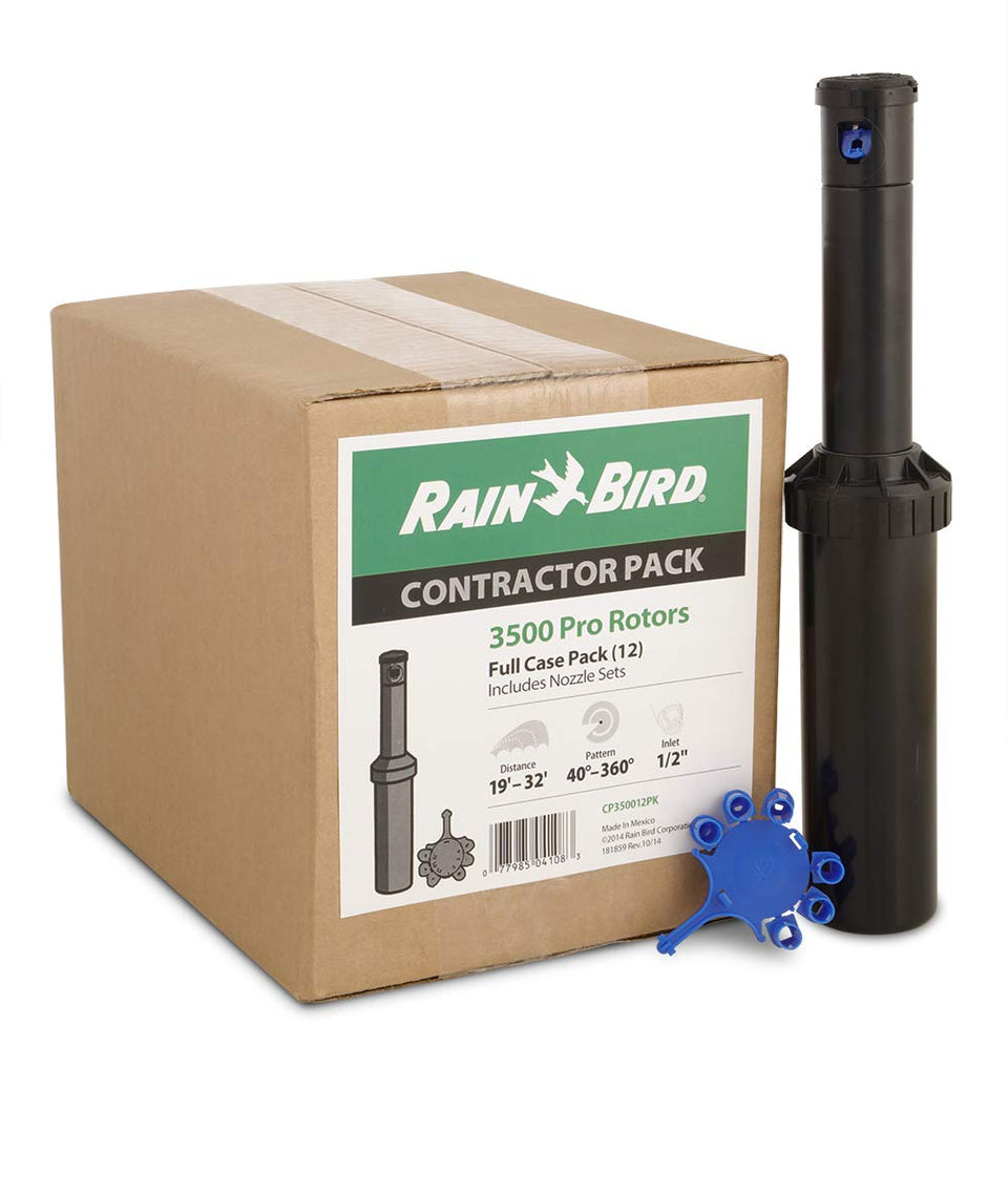 Rain Bird CP350012PK rotor delivering even lawn coverage.