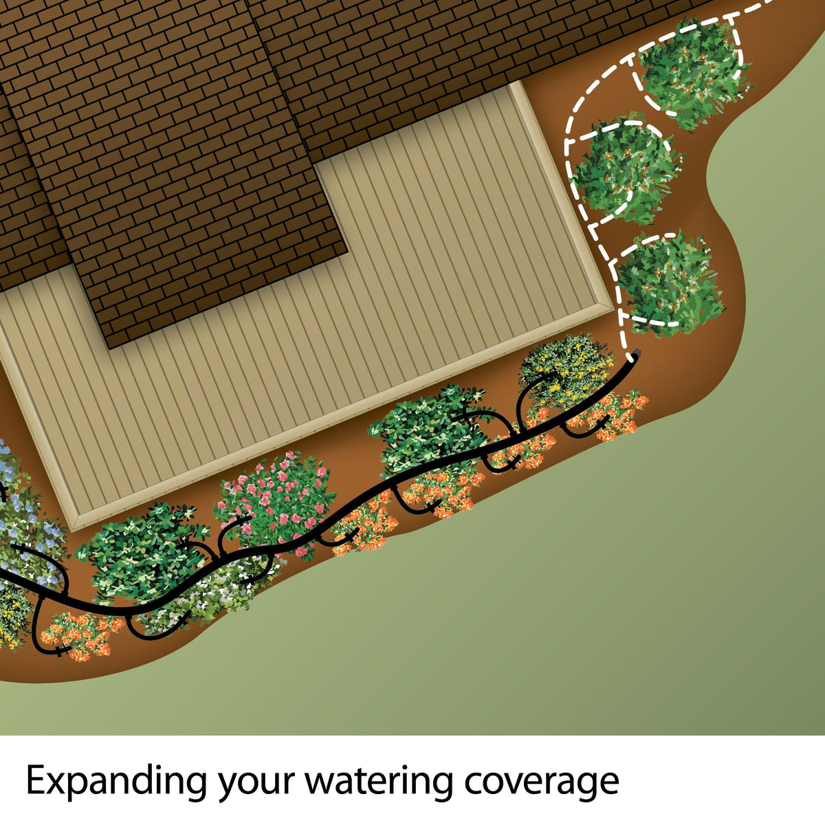 Rain Bird 0.5 GPH emitter; precise watering for tight spaces.