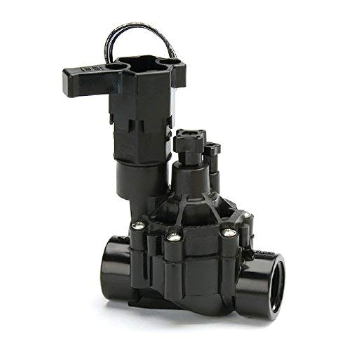 Rain Bird DVF inline valve with flow control for precise residential irrigation.