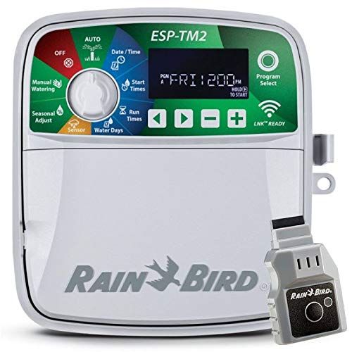 Rain Bird ESP-TM2 controller front view with WiFi upgrade for remote irrigation control
