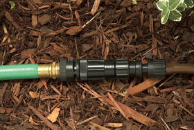 Rain Bird FCKIT-1PK tubing attached view shows precise 1/2-inch tubing fit.