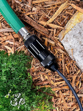 Rain Bird GardenKit pressure regulator image demonstrates consistent water flow to plants.