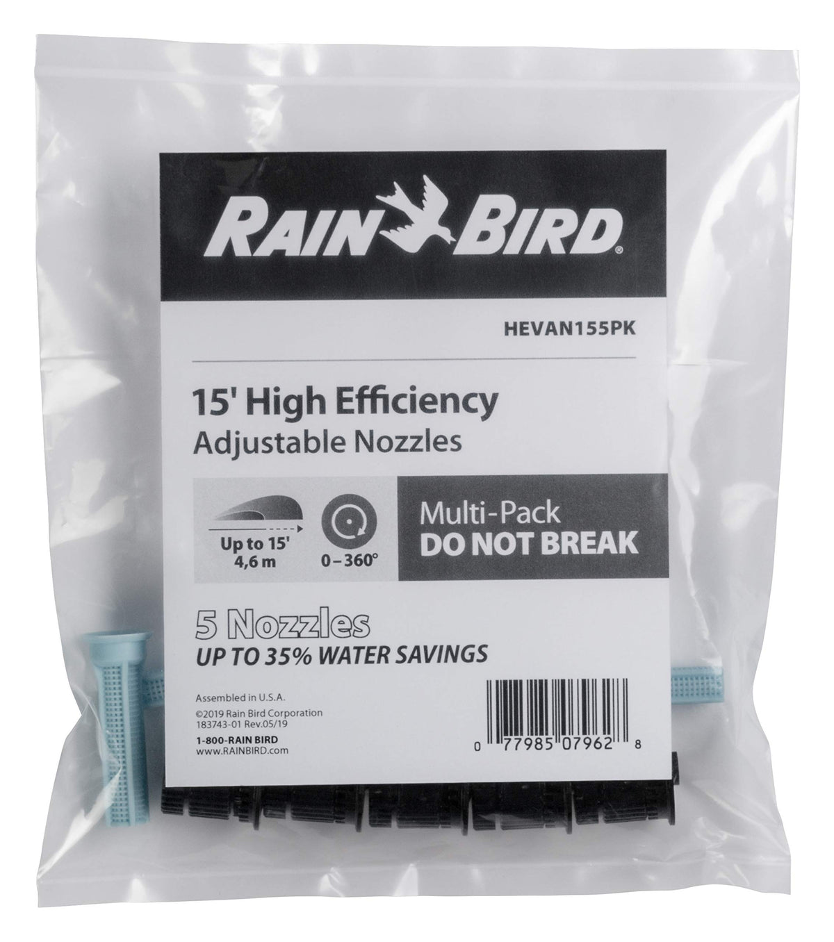 Rain Bird HEVAN155PK adjustable pattern collar demonstrates easy 0–360° customization.