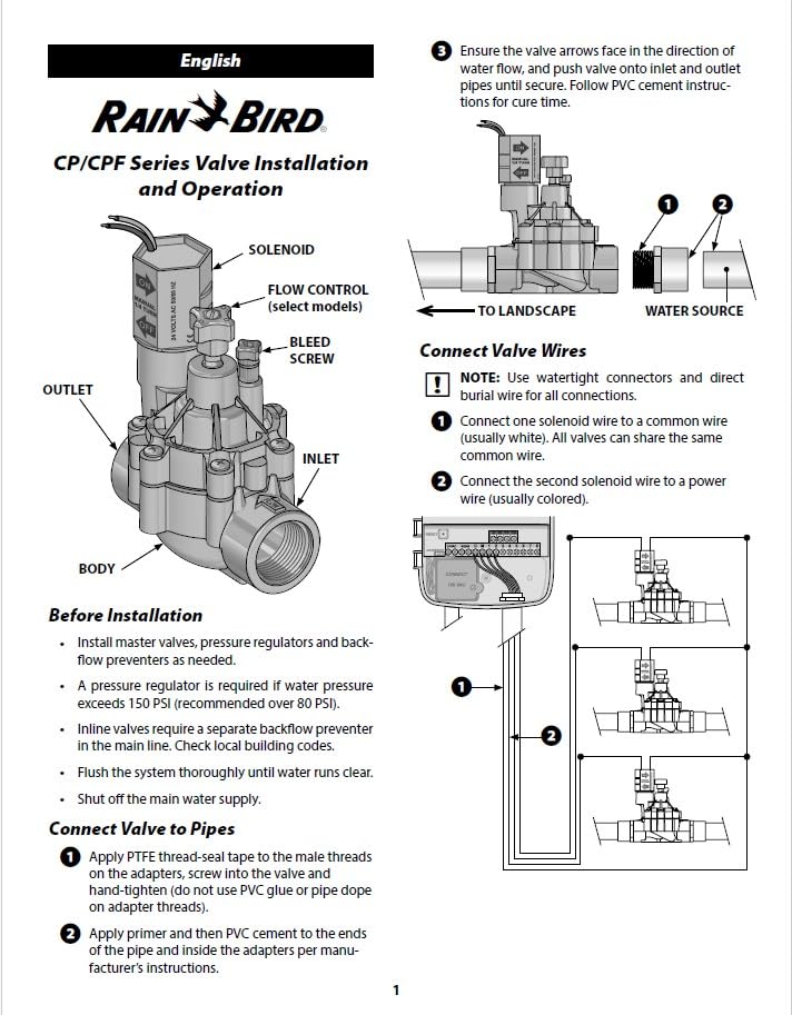 Rain Bird HV100FF internal bleed enabling spray-free manual operation.