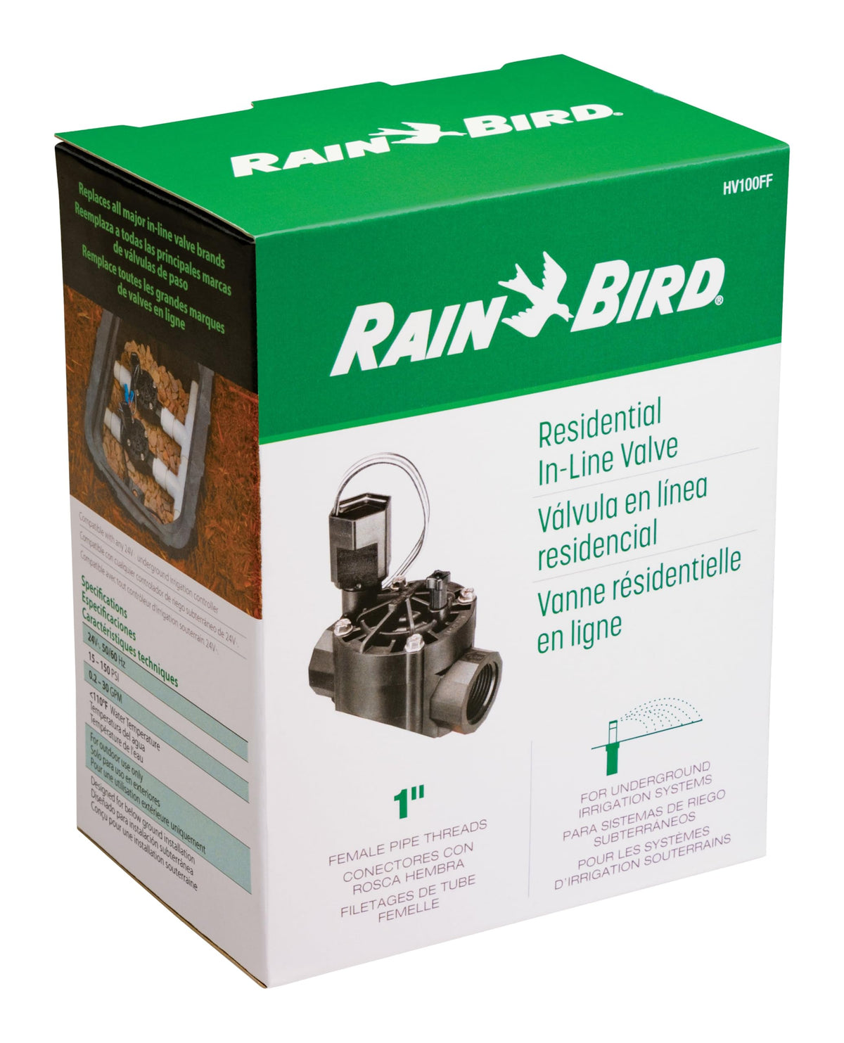 Rain Bird HV100FF reverse-flow design prevents flooding during diaphragm failure.