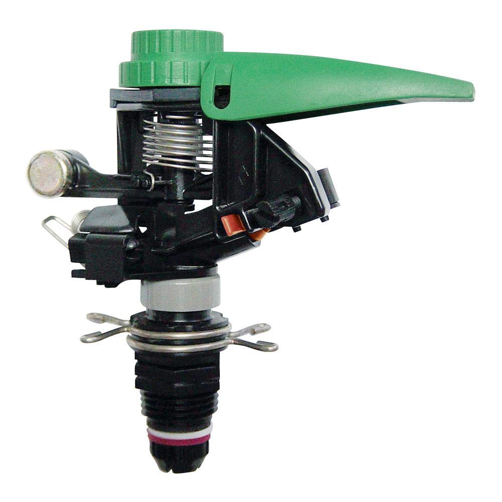 Rain Bird P5-R Plus sprinkler assembly shows adjustable 360° coverage for efficient yard watering