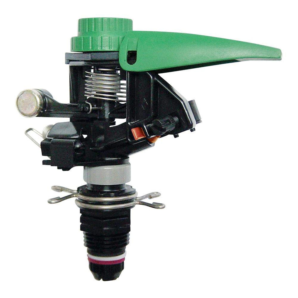 Rain Bird P5-R Plus sprinkler assembly shows adjustable 360° coverage for efficient yard watering