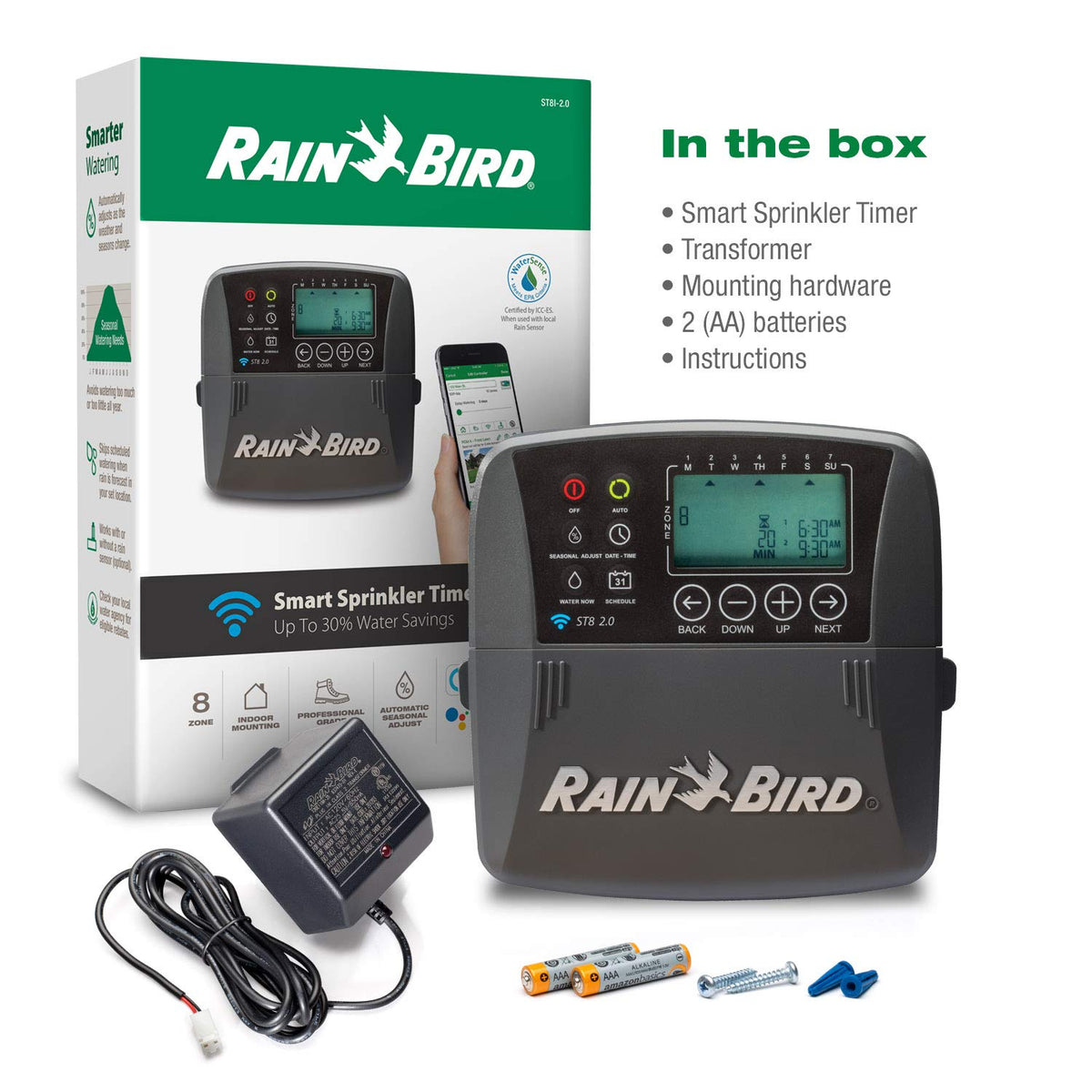Rain Bird ST8I-2.0 compact indoor installation fits garage or shed