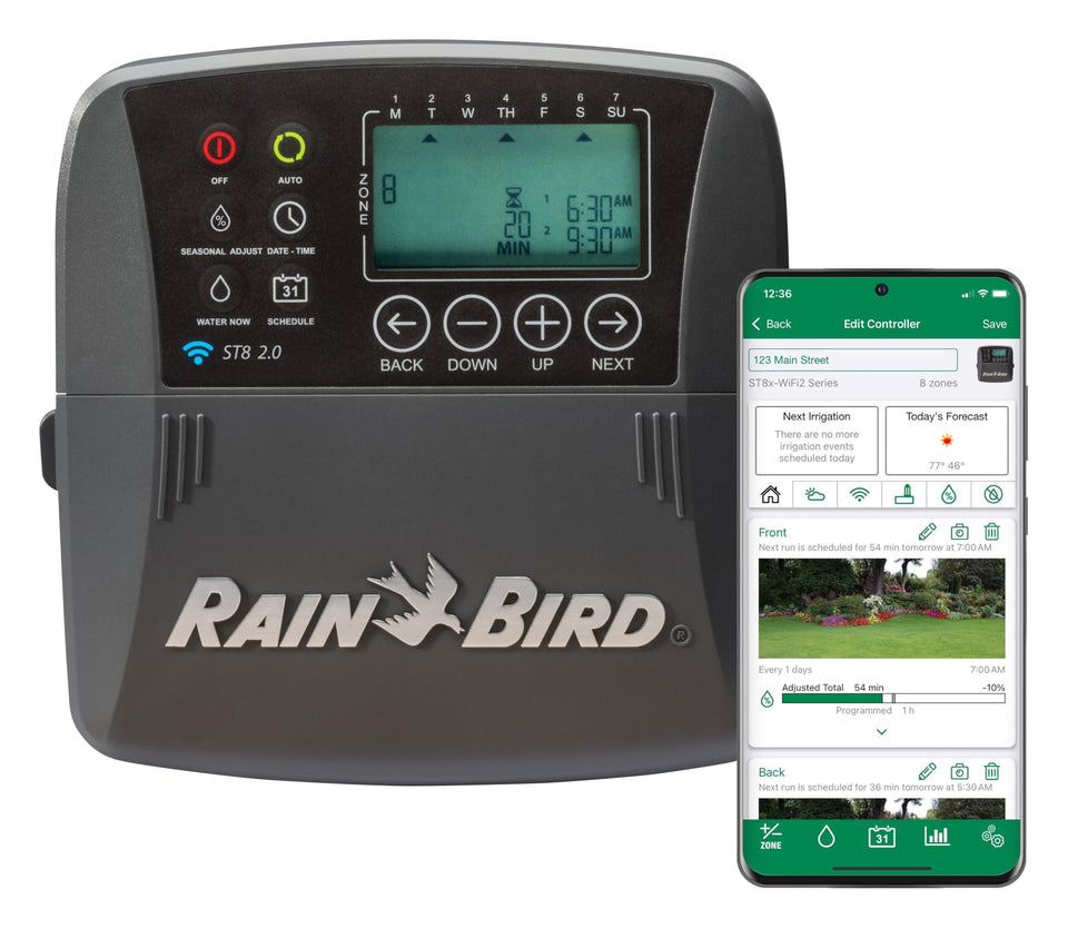 Rain Bird ST8I-2.0 timer front view for easy indoor irrigation control