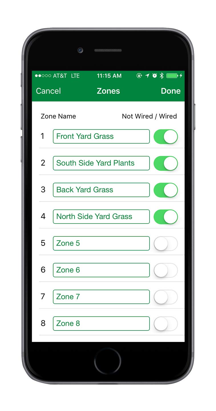 Rain Bird ST8I-2.0 zone start times and run durations interface