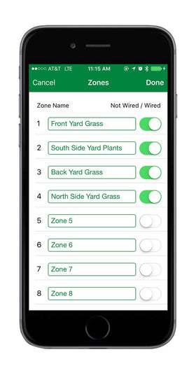 Rain Bird ST8I-2.0 zone start times and run durations interface