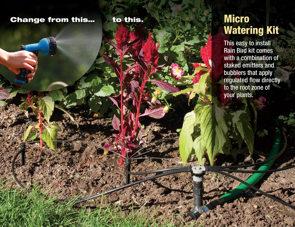Rain Bird SWDMSPKIT 2.0 GPH emitter supports larger shrubs and containers.