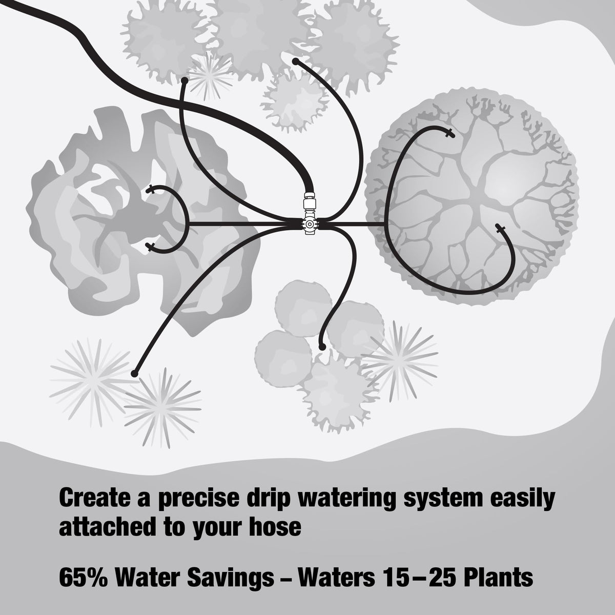 Rain Bird SWDMSPKIT full-pattern bubbler irrigates wider plantings in beds.