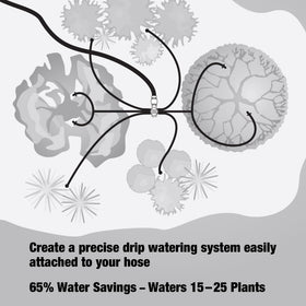 Rain Bird SWDMSPKIT full-pattern bubbler irrigates wider plantings in beds.