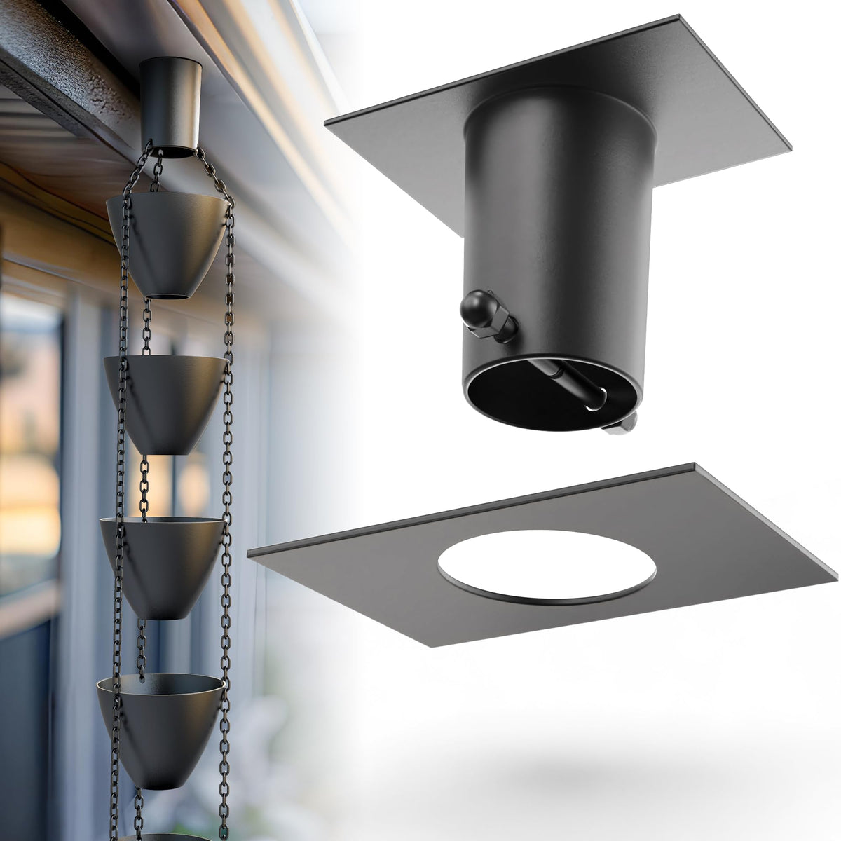 Rain Chains Direct brushed finish offers a sleek exterior look.